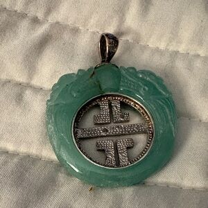 Elegant Silver and Green Jade Pendant